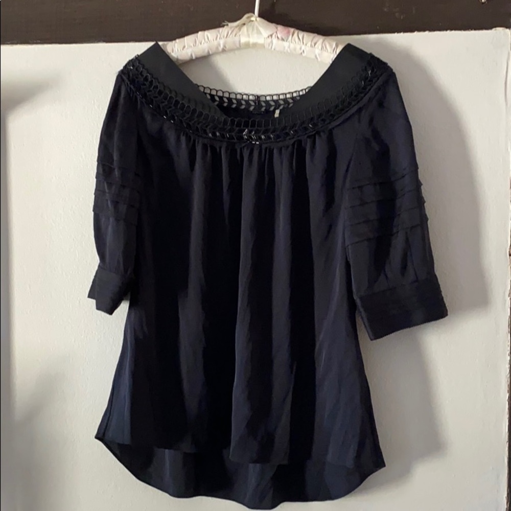 Black Silk Elie Tahari Beaded Blouse